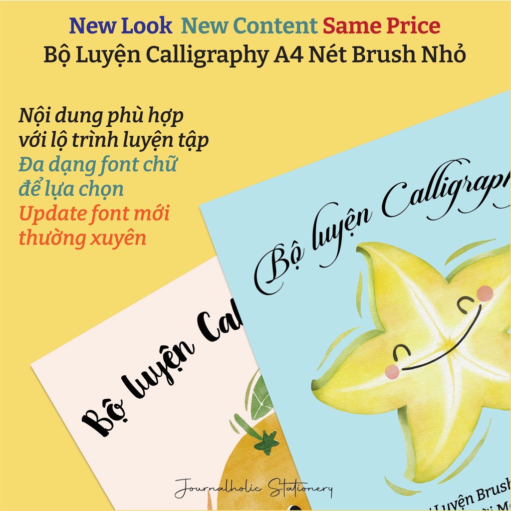 Bộ Giấy Luyện Chữ A4 Calligraphy/Brush Lettering - Nét Brush Nhỏ - Journalholic Stationery