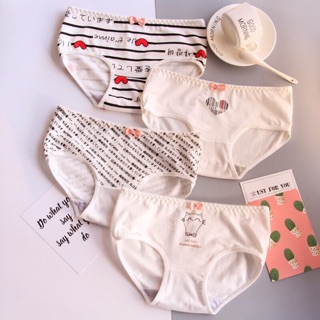 Bộ 4 Quần Lót Cotton Hoạ Tiết Trái Tim