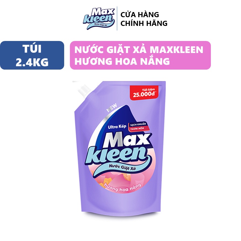 [HC GIFT] Túi Nước Giặt Xả MaxKleen Hương Hoa Nắng 2,4kg