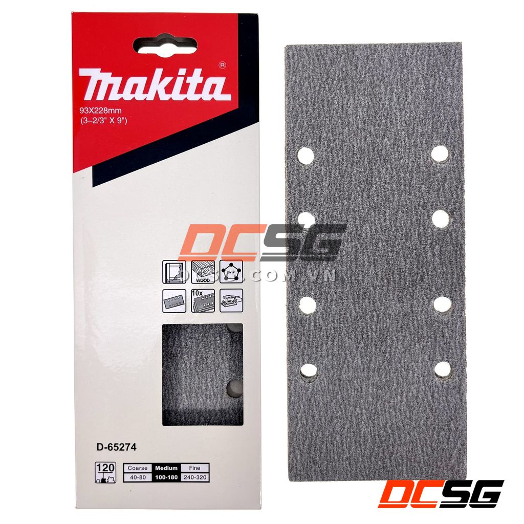 Giấy chà nhám cho gỗ 93x228mm Makita 10 tờ/ bộ (Chọn độ hạt) | DCSG
