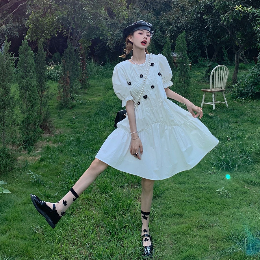 Đầm Công Chúa Mùa Hè 2022 Tay Phồng Phong Cách Pháp Ngọt Ngào Mới Cho Nữ