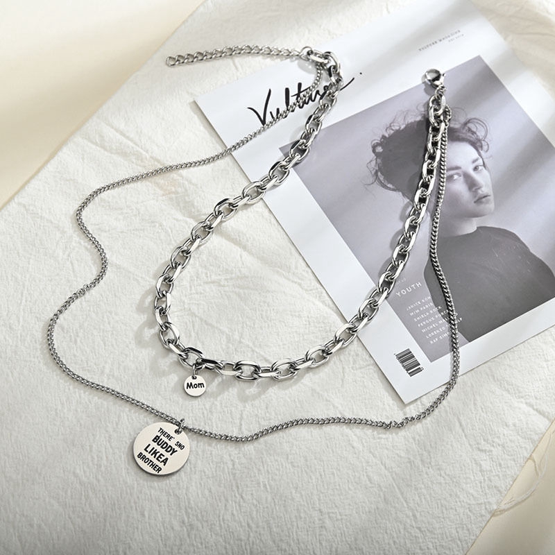 Dây Chuyền Thép Titan Hai Lớp Phong Cách Hip Hop Đường Phố 22516 Dành Cho Nam Và Nữ