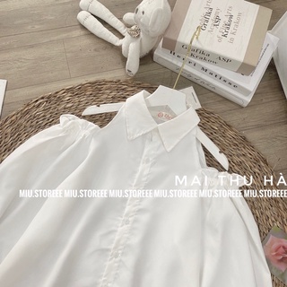 [ẢNH THẬT] ÁO SƠ MI HỞ VAI TAY CHUN BỒNG ASMHVB