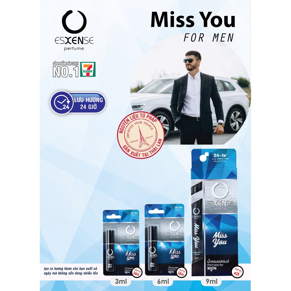 Nước Hoa Nam 24H Esxense Perfume Miss You For Men No. 307 9ml