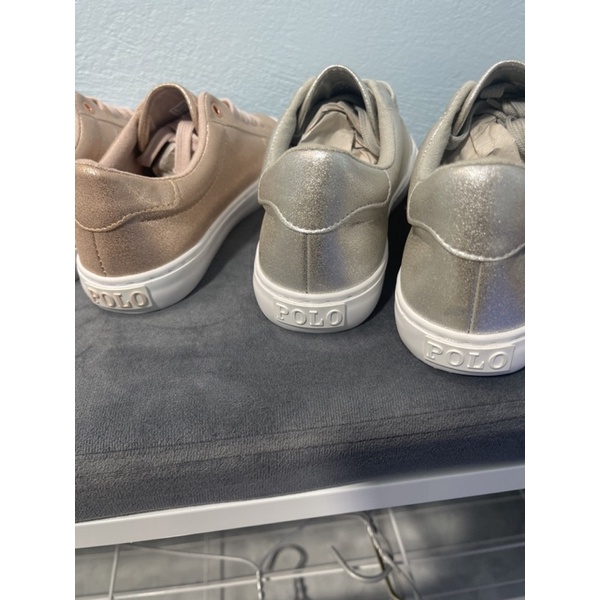 Giày thể thao bé gái Polo mẫu ánh nhũ 🌈 Giày Sneaker bệt da Pu đế cao su xuất dư 0922