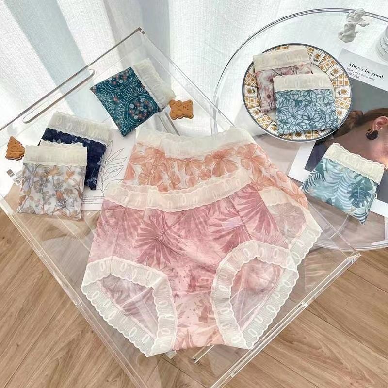 Quần lót nữ cao cấp, lưng cao chất liệu ren tơ tàng hình thoáng khí - 757