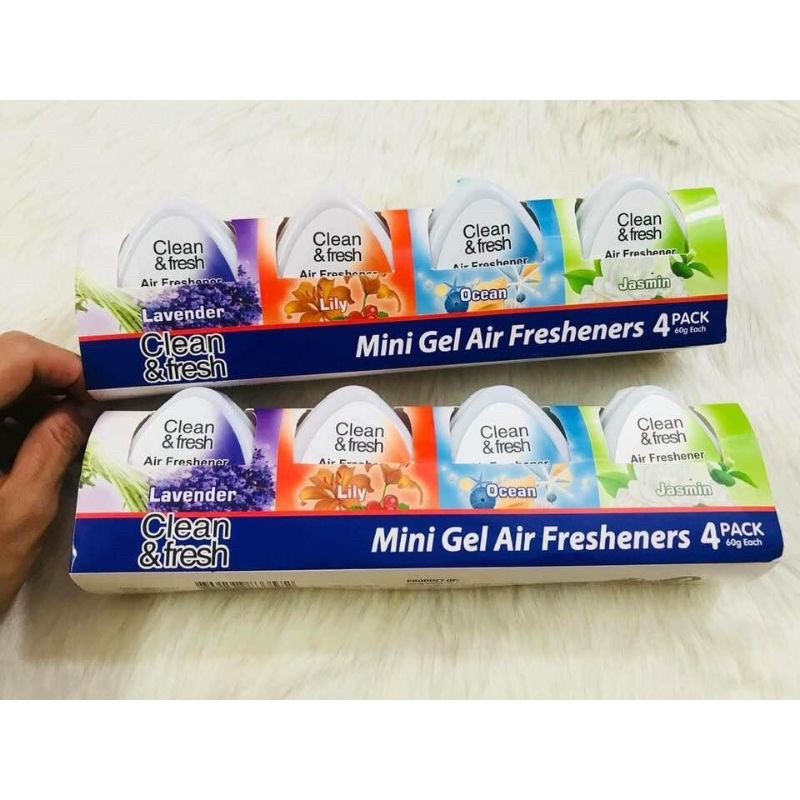Sáp thơm phòng Hàn Quốc Fresh & Clean 60g 4 mùi hương - vỉ 4 hộp sáp mini để xe ôtô nhà tắm