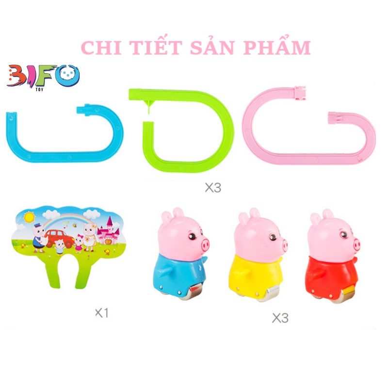 Đồ chơi Poli, heo Peppa, tàu lượn leo cầu thang có đèn có nhạc cho bé