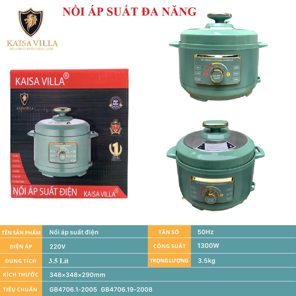 NỒI ÁP SUẤT ĐA DỤNG KAISA VILLA KV-9031 MÀU XANH LỤC BẢO SANG TRỌNG