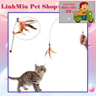 Đồ chơi cho mèo dạng cần câu thép lông gà