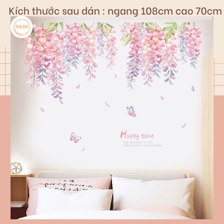 Decal dán tường dây hoa tím A51 - Decal dán tường Hàn Quốc