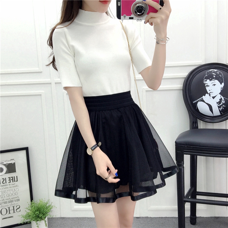 Chân váy xòe lưng thun phong cách Hàn Quốc thanh lịch dành cho nữ