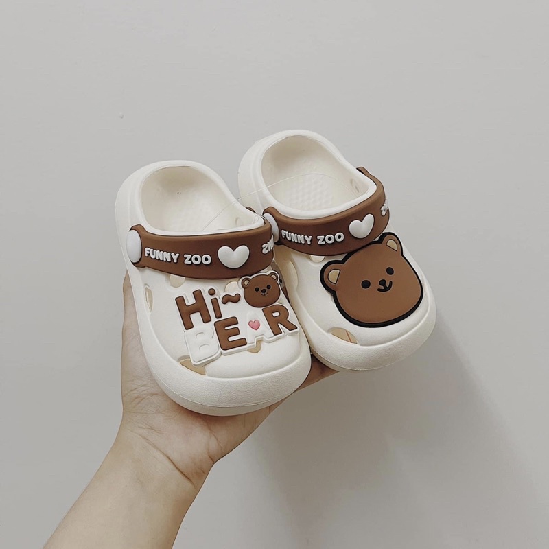 Dép sục crocs full charm gấu siêu xinh cho bé trai, bé gái