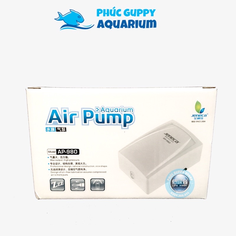 Máy Sủi Khí Oxy 2 Vòi JENECA AP-980  | Máy Sủi Khí Siêu Êm, Ngoại Hình Đẹp