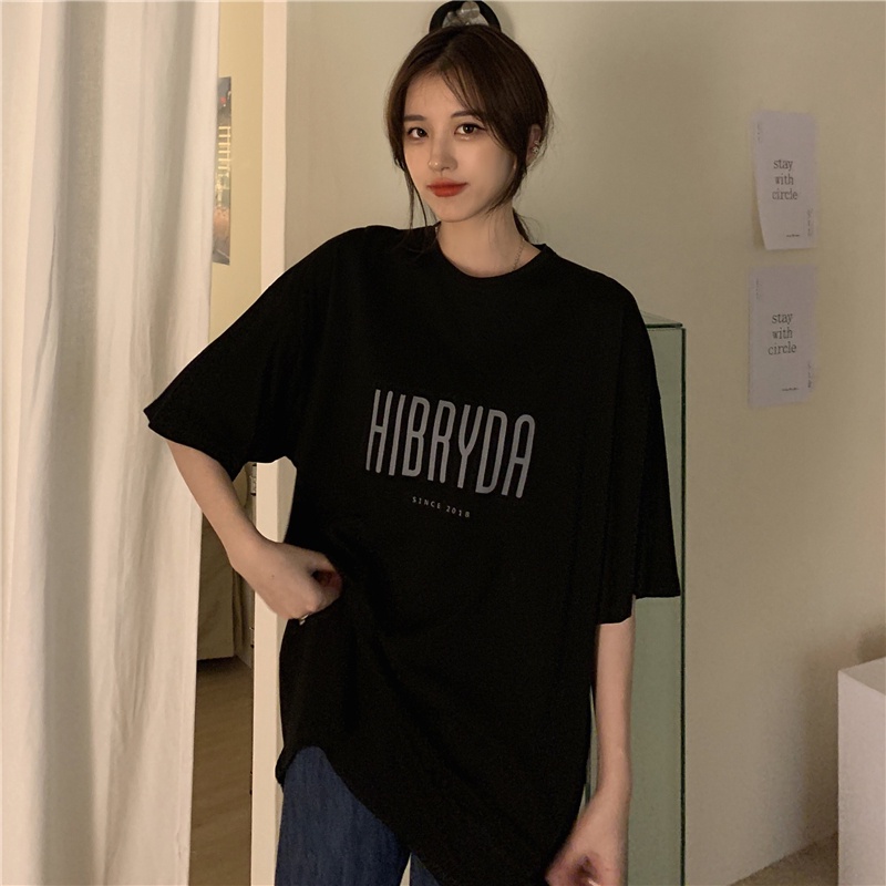 Áo Thun Ngắn Tay Cổ Tròn In Chữ Đơn Giản Thời Trang Nữ