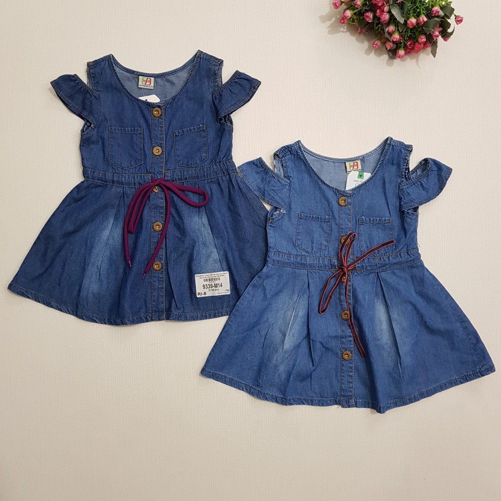 9339-M1- Váy jean BG sát nách,thêu khinh khí cầu,xanh,Made in VietNam,size bé 1-8/ri8,(combo 8 sản phẩm từ nhỏ đến lớn)