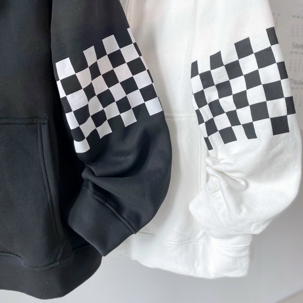 Áo Khoác Hoodie Dây Kéo TITI Phối Caro Form Rộng Vải Nỉ Lót Bông Ulzzang Unisex