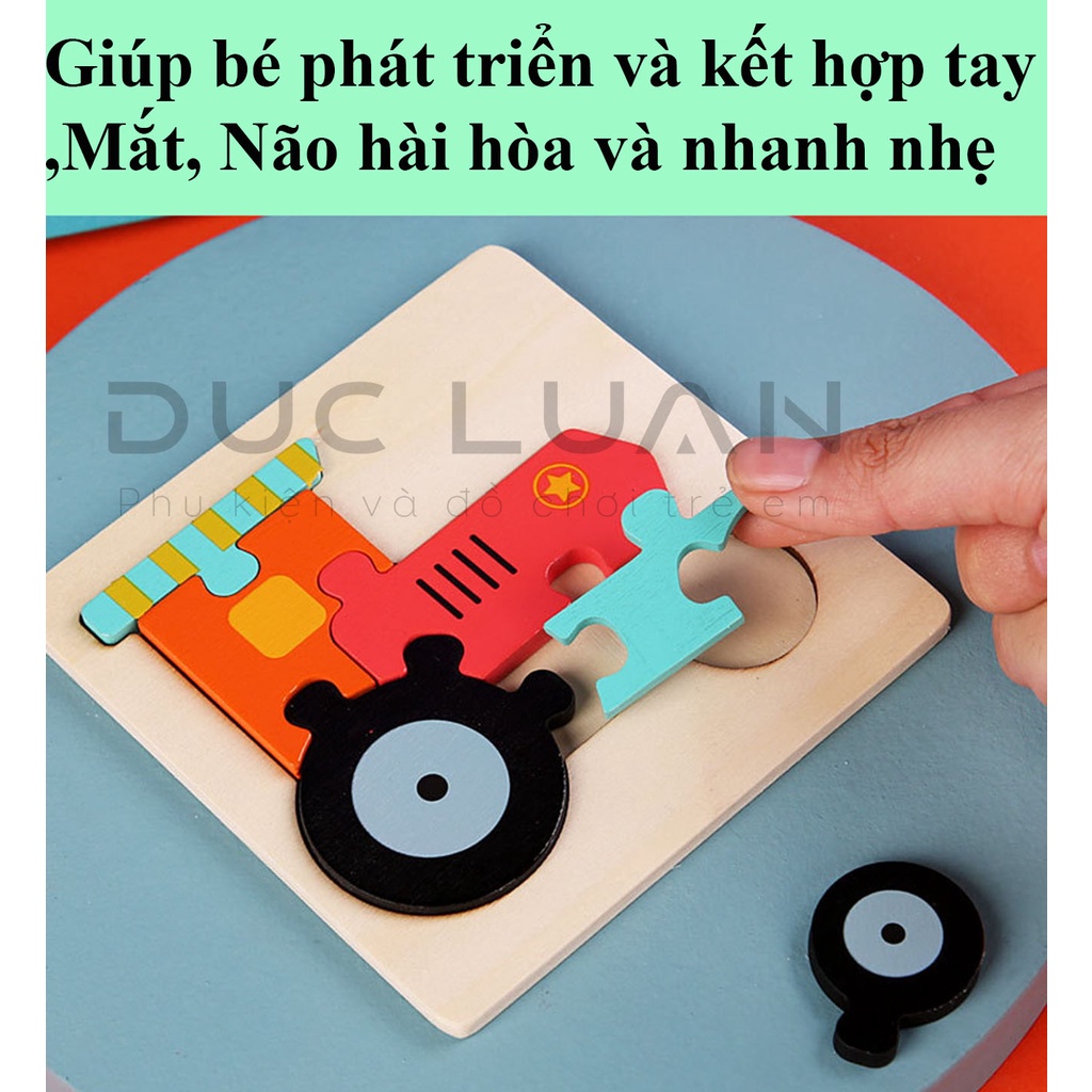 Đồ chơi ghép hình gỗ nổi 3D - 11x11x0.4cm - Đồ chơi giáo dục sớm cho bé