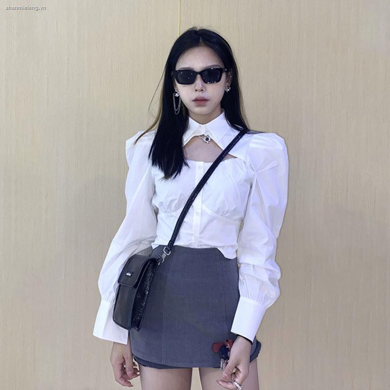 Áo sơ mi tay dài màu trắng che nắng thiết kế mỏng thời trang mùa hè 2021 mới dành cho nữ