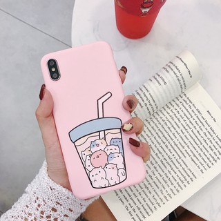 [ IPHONE] Ốp Lưng Silicon Cốc Trà Sữa Mèo - A004