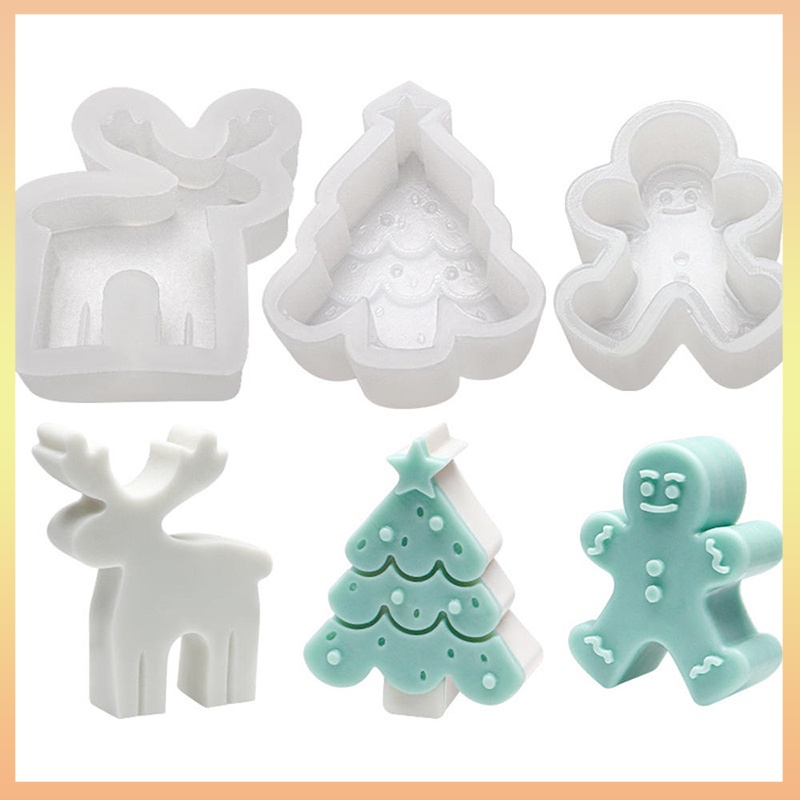 Khuôn Silicone Làm Nến / Xà Phòng Hình Cây Thông / Người Tuyết / Bánh Gừng DIY
