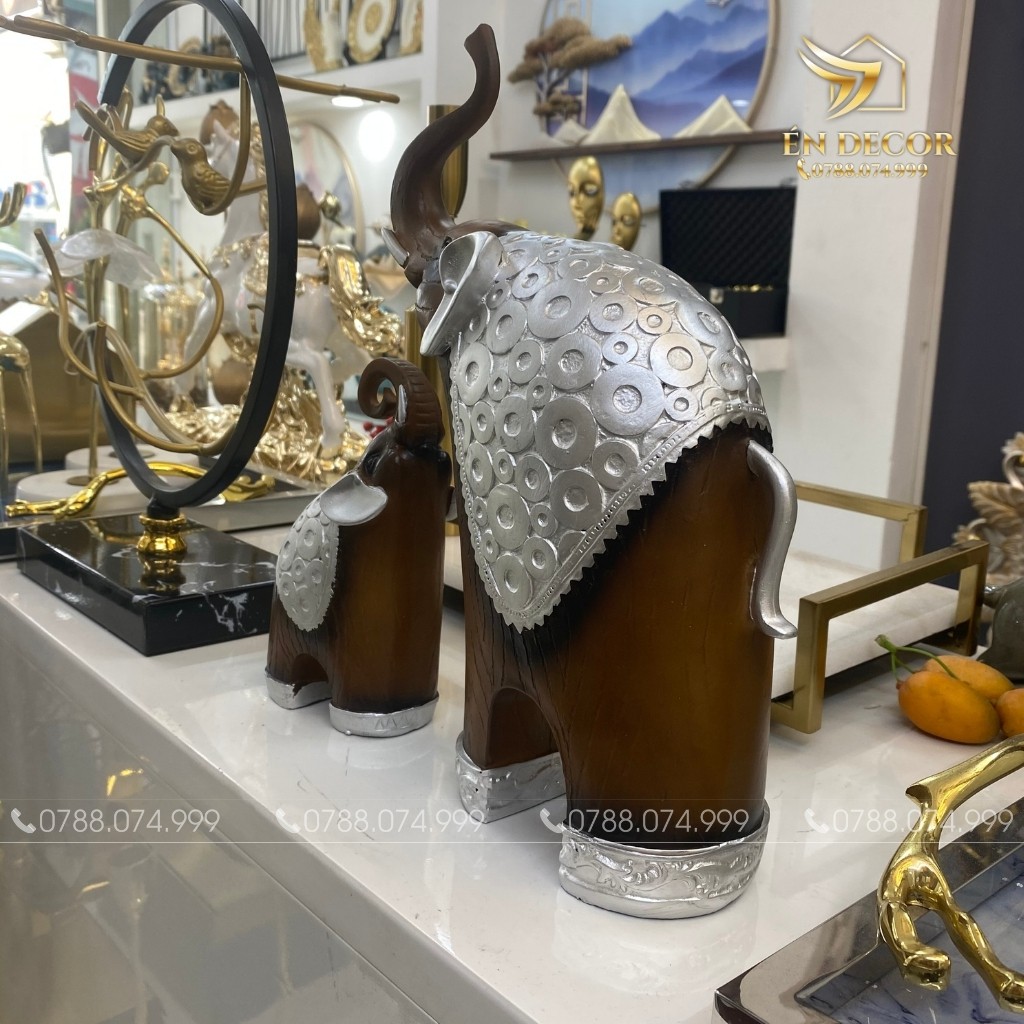 Tượng Voi Trang Trí Tủ Kệ, Trang Trí Nhà Cửa, Én Decor