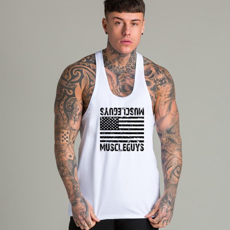 Fitness Sleeveless Shirt Sport Vest Singlet Solid Cotton Muscle Undershirt Clothing Bodybuilding Tank Tops Men Mesh Gyms Shirt