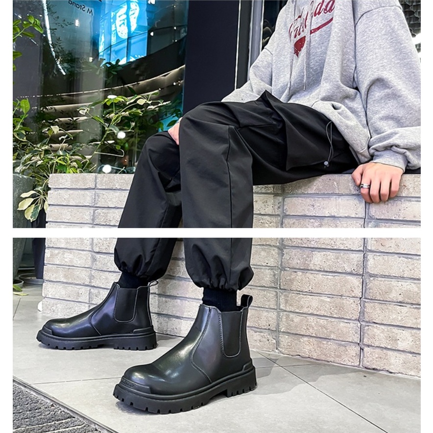 Bốt cổ cao - Giày bốt da nam - Chelsea boot - tăng chiều cao 7 cm SS1 new 2022