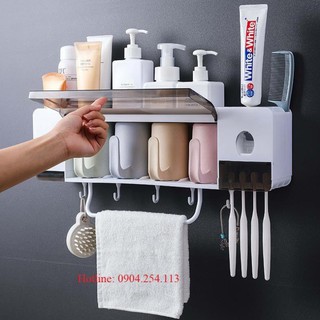 Kệ nhà tắm có ống bỏ kem thông minh, tặng kèm 2-4 cốc miễn phí