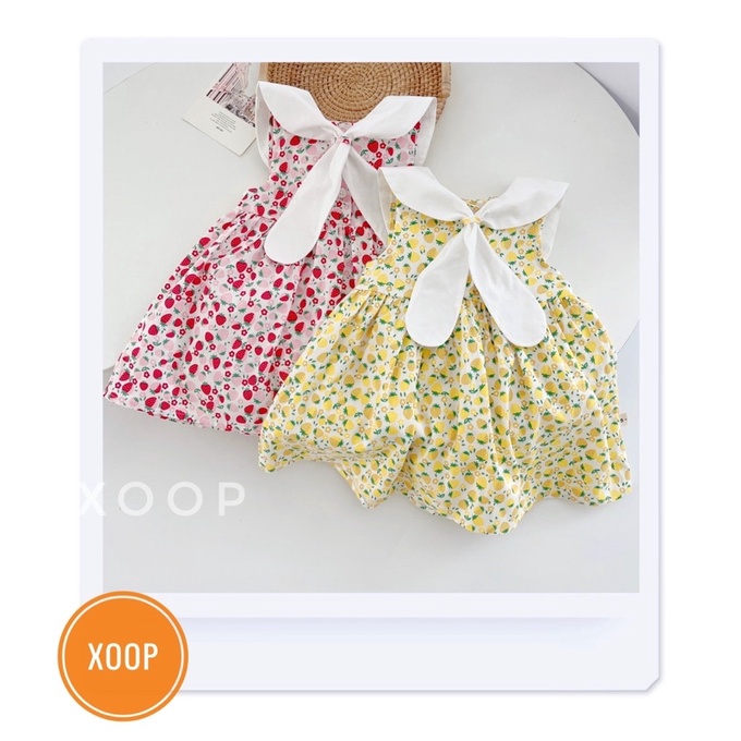 Váy dâu có nơ trắng cho bé gái đẹp xịn (8-18kg)