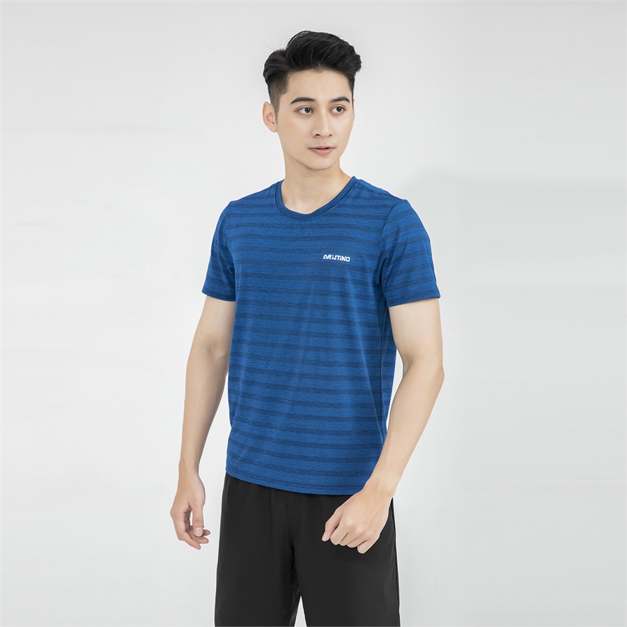 Áo thun nam ngắn tay ARISTINO họa tiết kẻ ngang nam tính, khỏe khoắn - ATS032S1
