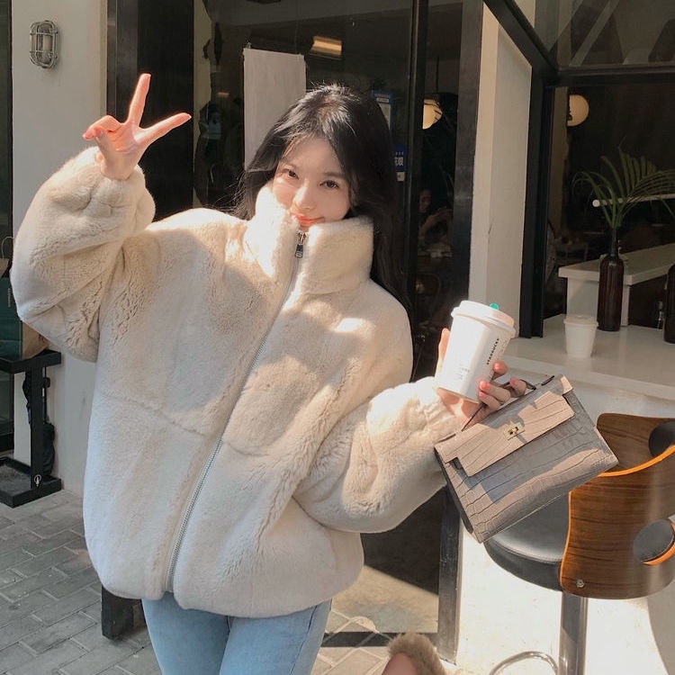 Áo khoác len cotton cổ đứng dáng dài phong cách Hàn Quốc thời trang cho nữ