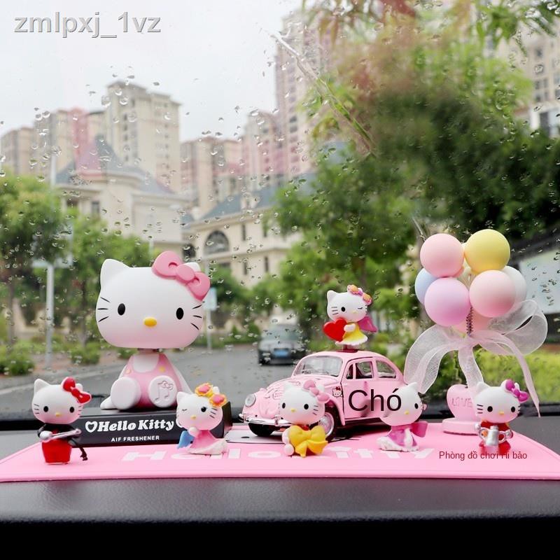 ✵□Đồ trang trí trên ô tô KT Hello Kitty búp bê lắc đầu trong hoạt hình dễ thương nữ thần bảng điều khiển trung tâm cùng