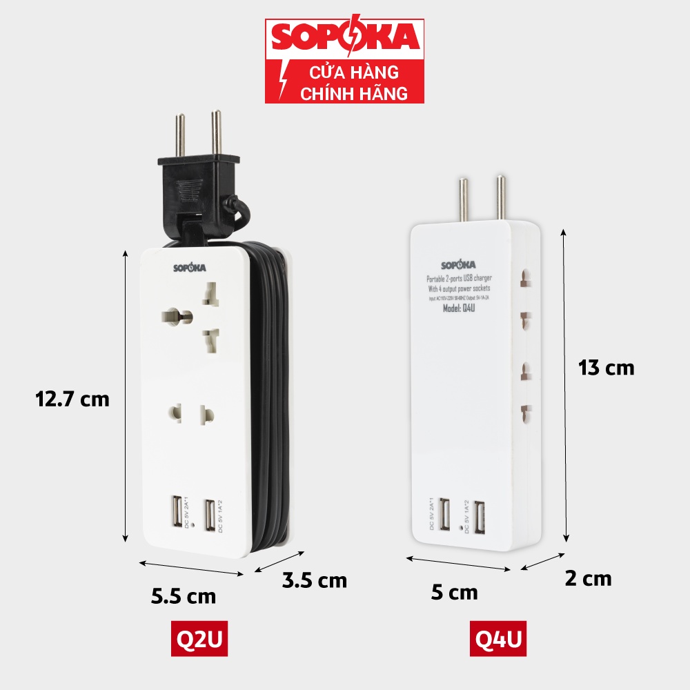 Ổ cắm điện ổ điện thông minh SOPOKA Q2U Q4U tích hợp cổng USB tiện lợi