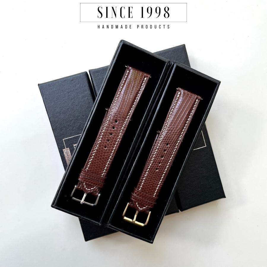 Dây Da Đồng Hồ Nam Kỳ Đà 20mm 22mm, Da Thật, Handmade, Chống Nước, Chính Hãng, Bảo Hành 12 Tháng
