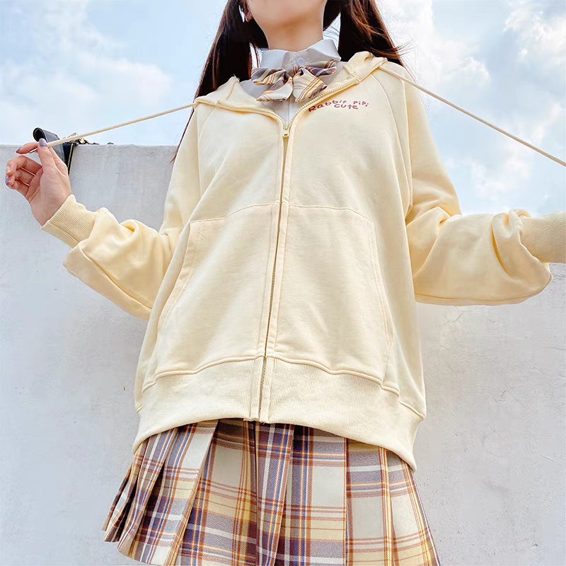 [Mã FAGREEN1505 giảm 10% tối đa 30K đơn 99K] Áo Khoác Zip in Thỏ Cà Rốt dễ thương (kèm ảnh thật) | BigBuy360 - bigbuy360.vn