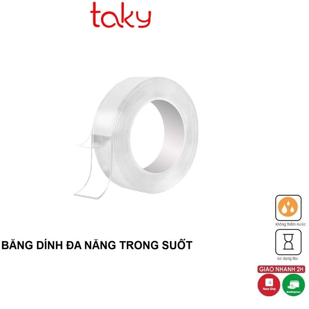 Băng Keo 3M - Taky, Cuộn Băng Dính Đa Năng 2 Mặt Trong Suốt, Dính Đồ Vật Lên Tường, Đồ Vật Với Nhau, Tái Sử Dụng - 6005