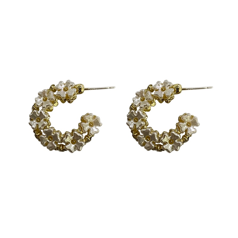 Bông Tai Mạ Bạc 925 Hai Mặt Hình Hoa Xinh Xắn Thời Trang