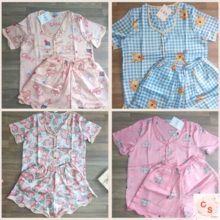 Bộ ngủ nữ lụa latin cao cấp, đồ bộ pijama viền sóng nhiều họa tiết