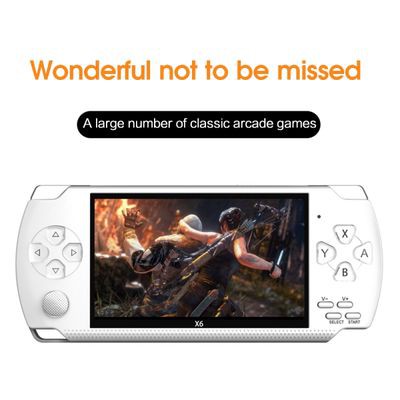 Máy chơi game cầm tay X6 màn hình 4.3 inch chơi game NES-SNES-GBC-GBA-SMC tích hợp sẵn 1000 trò kèm thẻ 4G Class 10