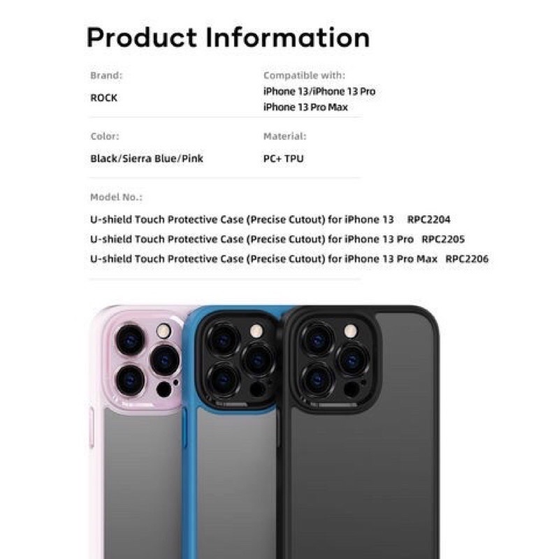 [13 | 13 Pro |13 Pro Max ] Ốp lưng Iphone Rock nhám bảo vệ cụm camera chống vân tay viền màu chống sốc cực đẹp