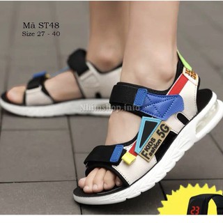 Sandal quai ngang/dép quai hậu bé trai tiểu trung học siêu nhẹ kháng khuẩn phối màu xanh cam khỏe khoắn năng động ST48
