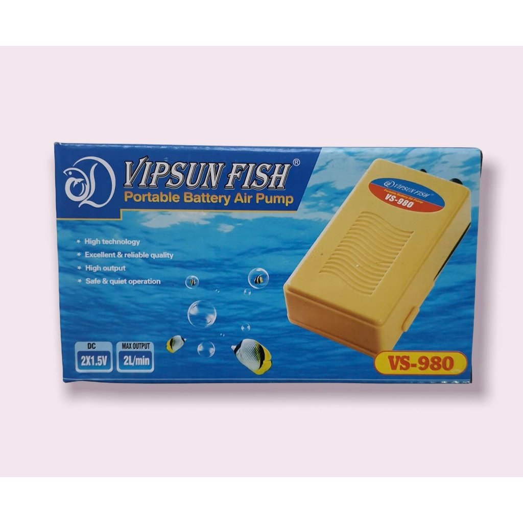[TẶNG DÂY + SỦI] VIPSUN VS-980 | Máy Oxy 1 Vòi Chạy Bằng Pin Tiện Dụng Cho Hồ Cá Cảnh Thuỷ Sinh
