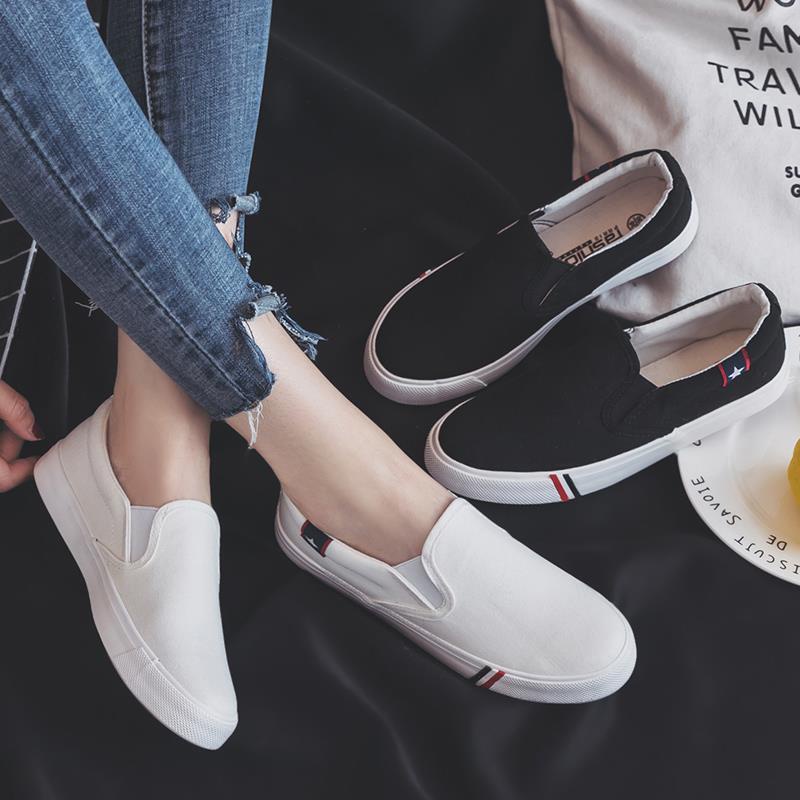 Giày lười vải canvas cổ thấp thời trang Hàn Quốc cho nam 2021
