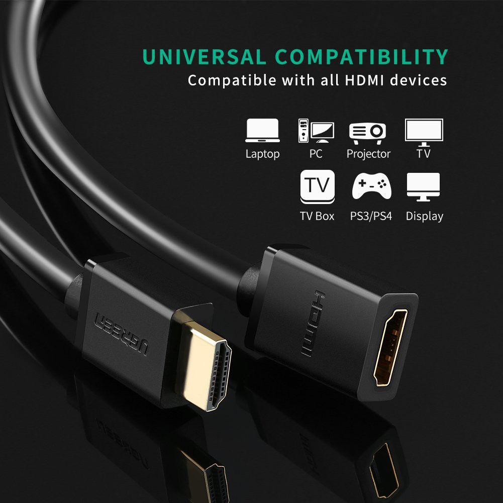 Dây nối dài HDMI 1.4 thuần đồng 19+1, dài từ 1-3m UGREEN HD107