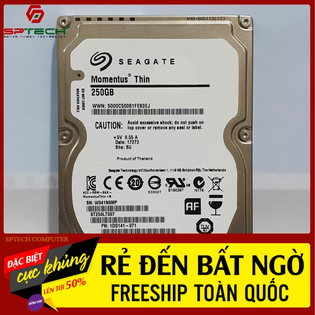 HDD Laptop 💎𝓕𝓡𝓔𝓔𝓢𝓗𝓘𝓟💎 Ổ Cứng Laptop Seagate Thin 250GB - 7200rpm (BH 12 Tháng) SPTECH COMPUTER