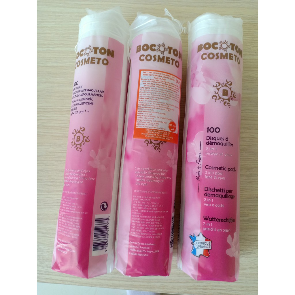 Combo 5 Bông tẩy trang Bocoton Cosmeto hồng
