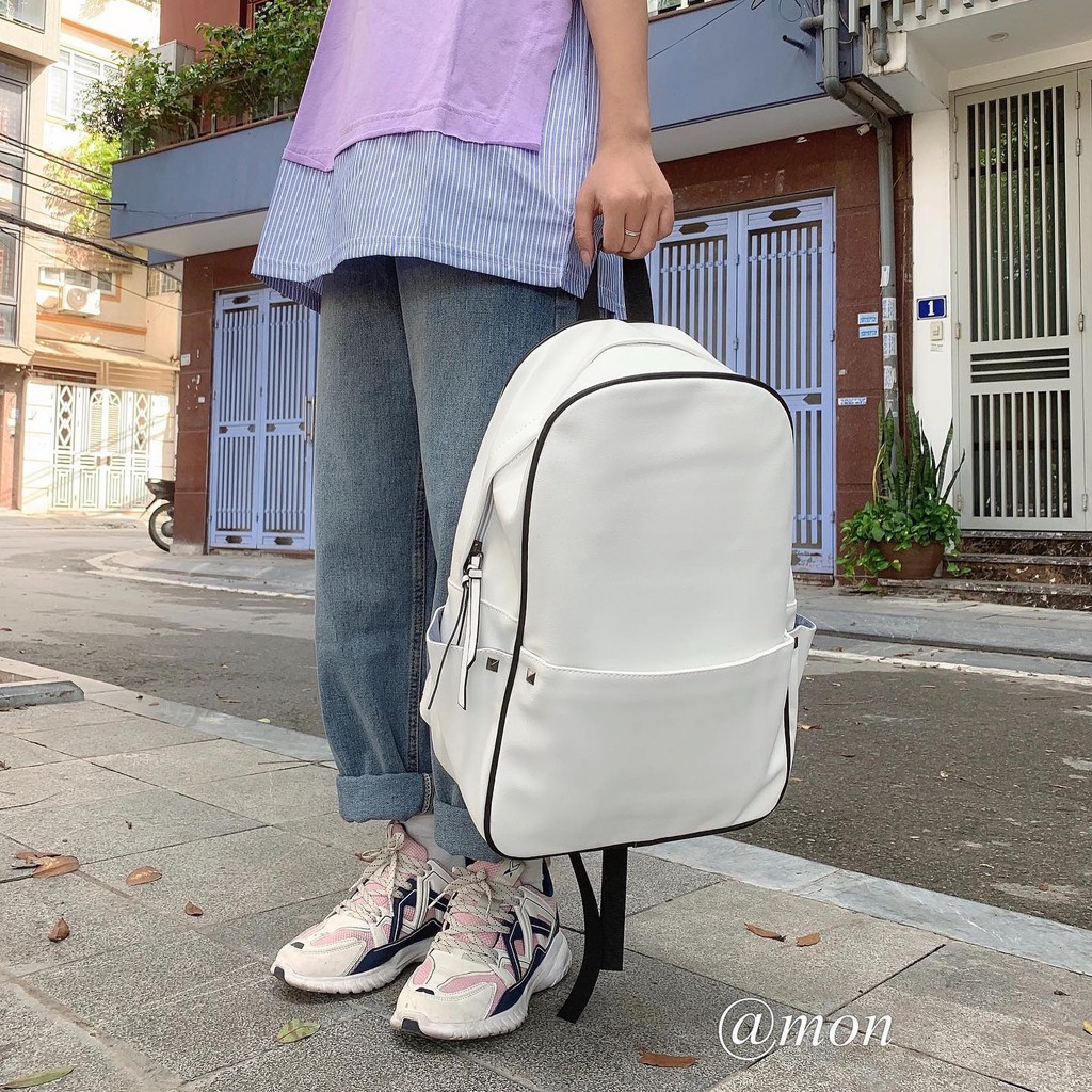 190951 Balo da Hàn Quốc - balo unisex nam nữ chất da dày đứng form size lớn thời trang ulzzang