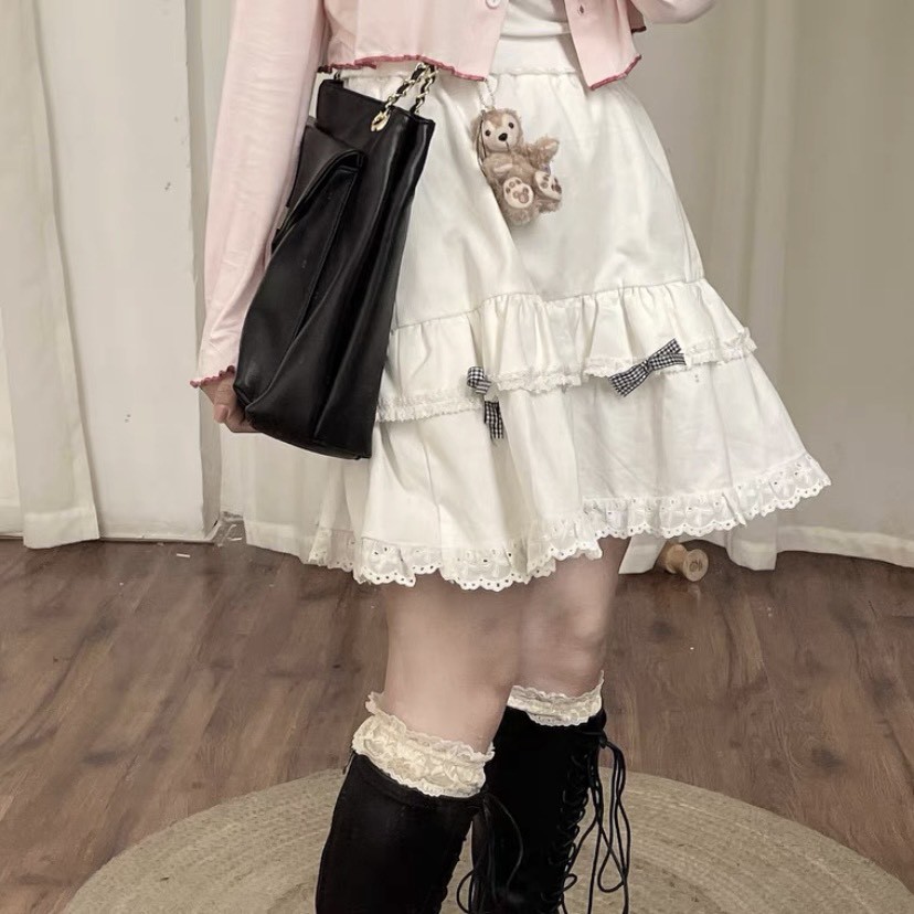 Chân váy ngắn kẻ caro lưng cao phối ren Lolita 🌸 Ảnh video quay thật ở cuối sản phẩm | WebRaoVat - webraovat.net.vn