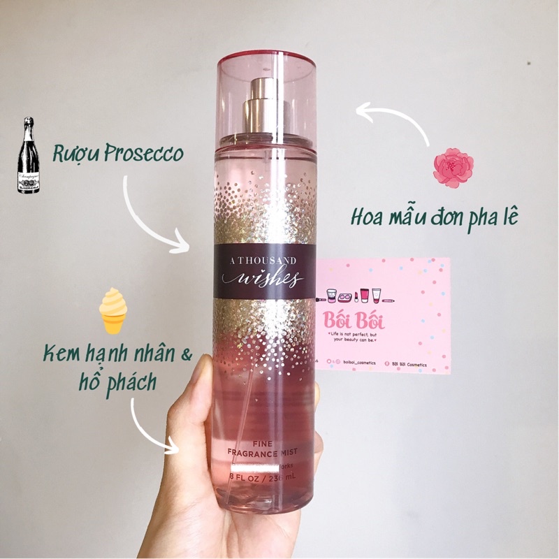 Xịt thơm Body mist BATH & BODY WORKS các mùi